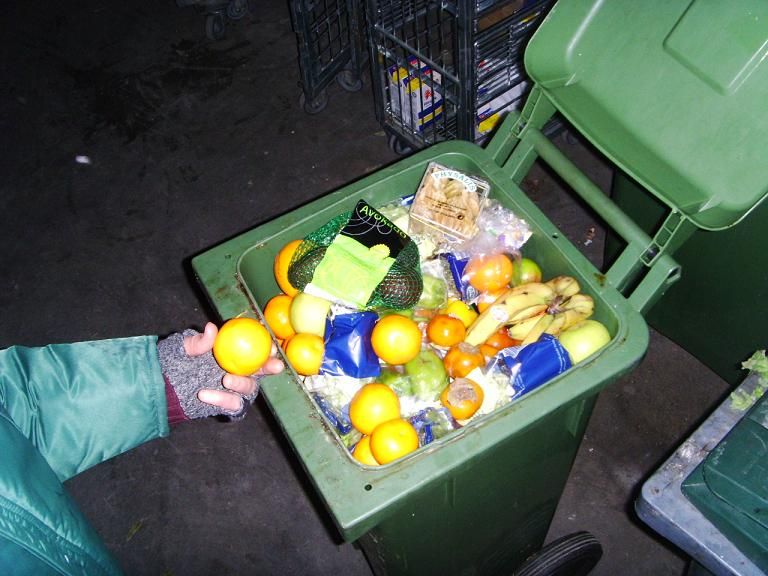 One can be really picky while "diving" for food in places like this: you just take the best, the rest either goes to landfill or to some other freegans' homes.