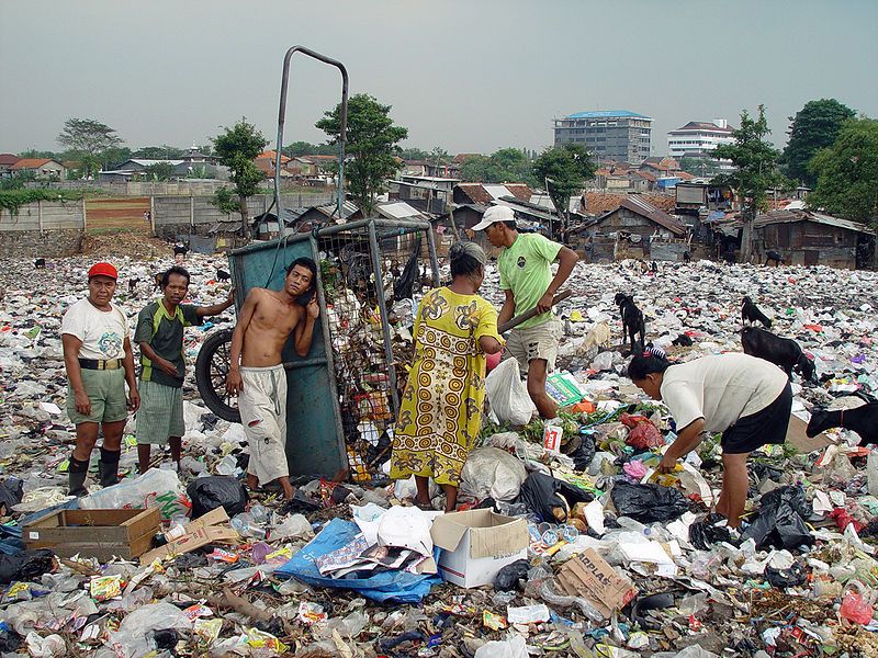 Jakarta slums - a realistic picture of how unbalanced are resources in the world. Often Western corporations use the land and people in third world countries for cheap labour, easy accessible resources and little responsibility - what is left for locals is the trash.