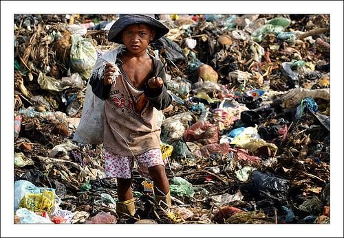 Child scavenging in Kampong Thum, Cambodia.