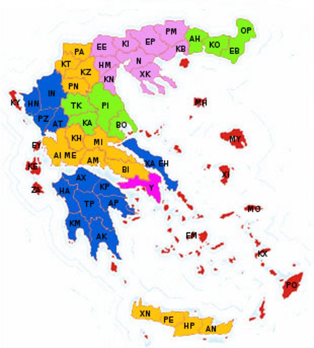 Map of licence plates.