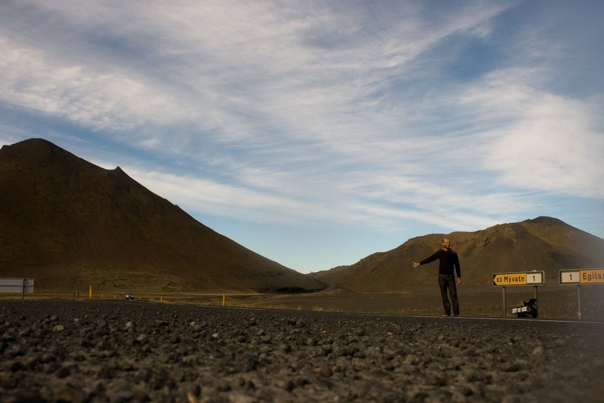 Tartin hitching north-east Iceland in summer 2010