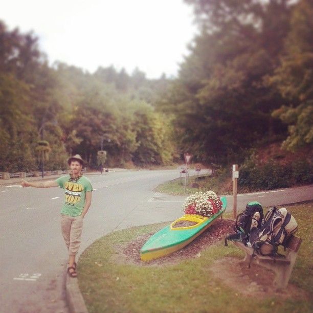 Hitchhiking without a canoe, coming from the Post Hitchgathering 2013 in Houyet