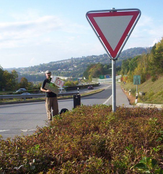 Anthony hitching in Lausanne