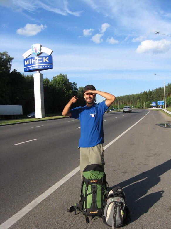 Ratmir hitching from Minsk to Polack